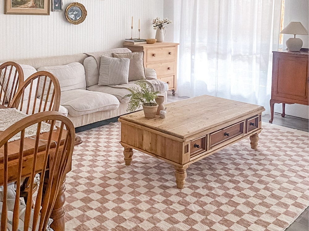 jazine cream and brown chequered washable rug jazine cream and brown chequered washable rug