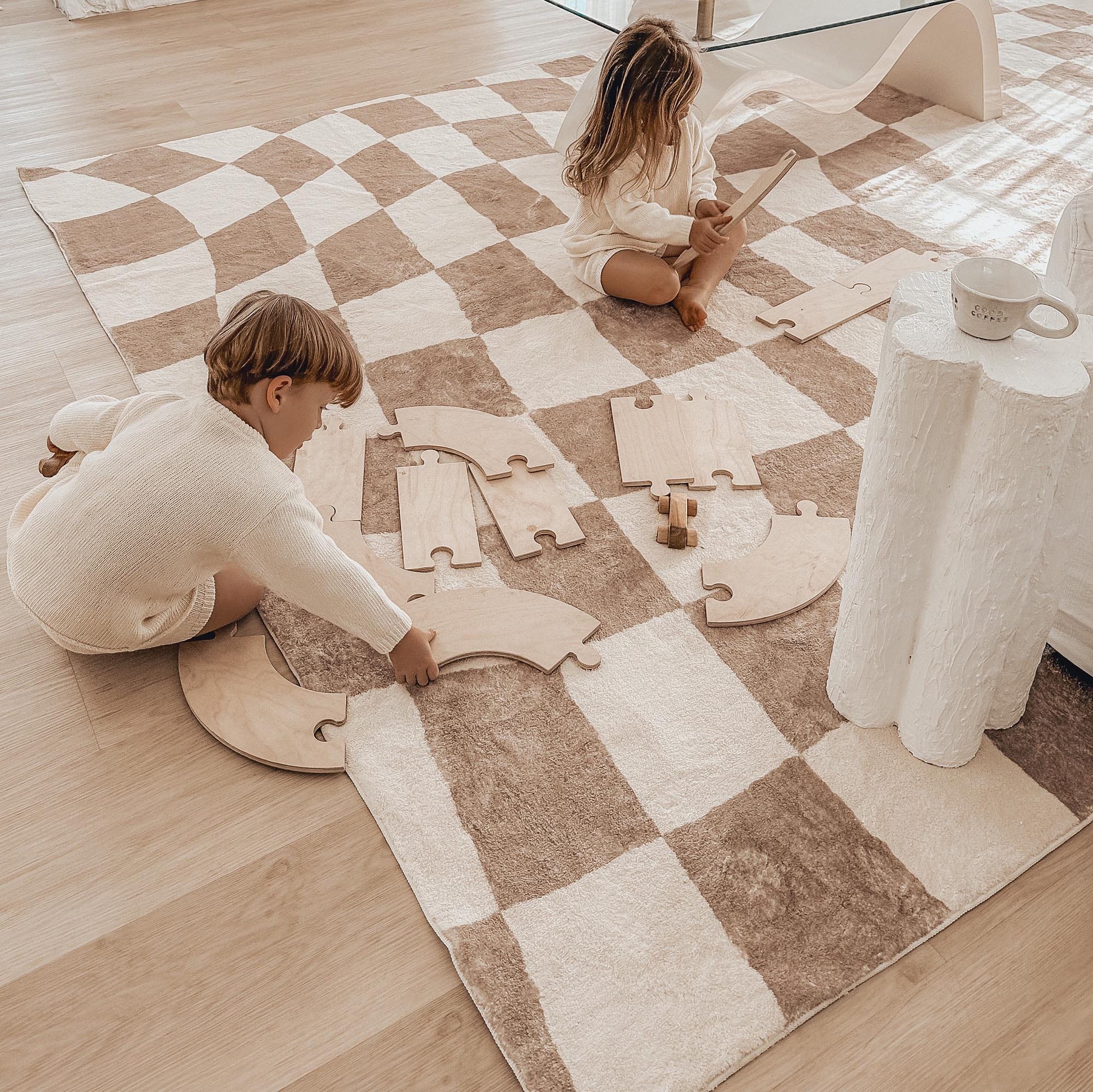 logan beige and ivory abstract checkered washable rug logan beige and ivory abstract checkered washable rug