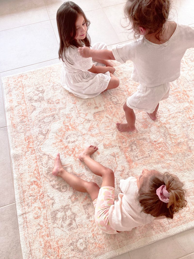 theodora orange and beige distressed washable rug theodora orange and beige distressed washable rug