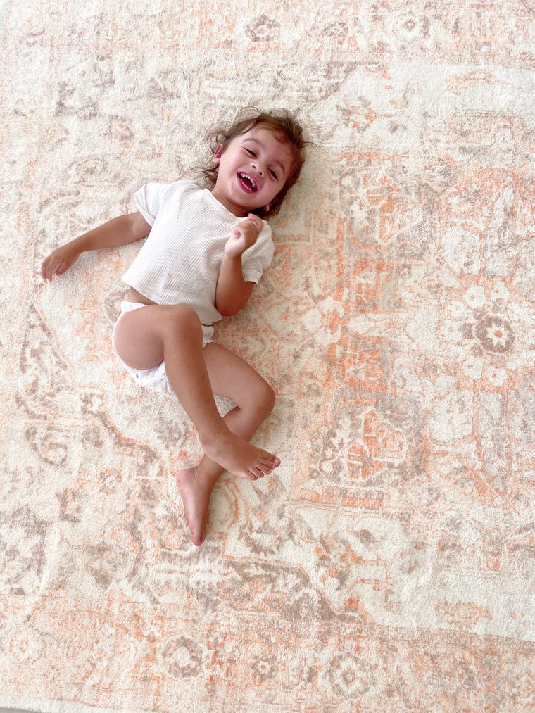 theodora orange and beige distressed washable rug theodora orange and beige distressed washable rug